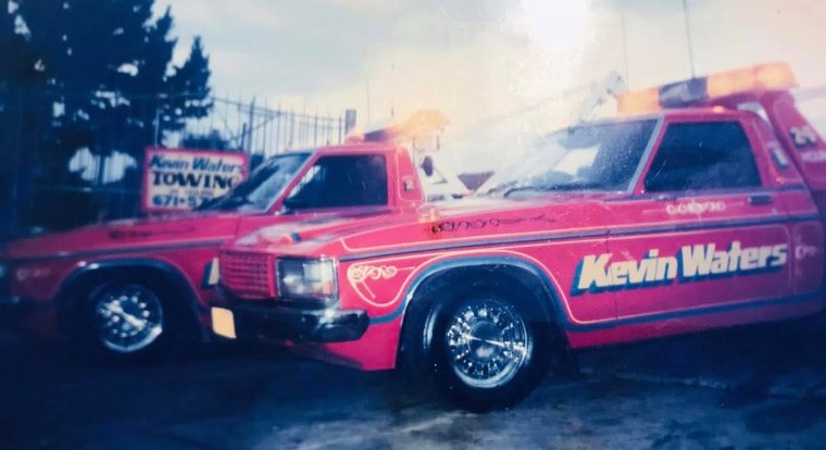 An early Kevin Waters tow ute in its custom livery