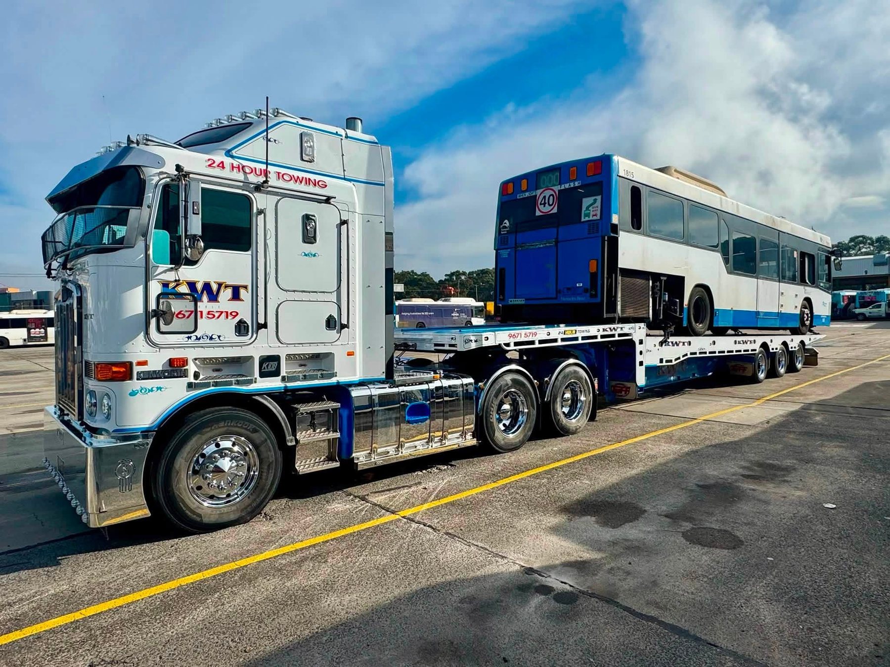 KWT heavy transport truck loaded and ready on the road