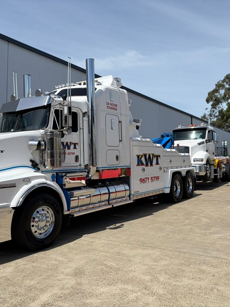 KWT heavy transport fleet on the road, ready for container delivery