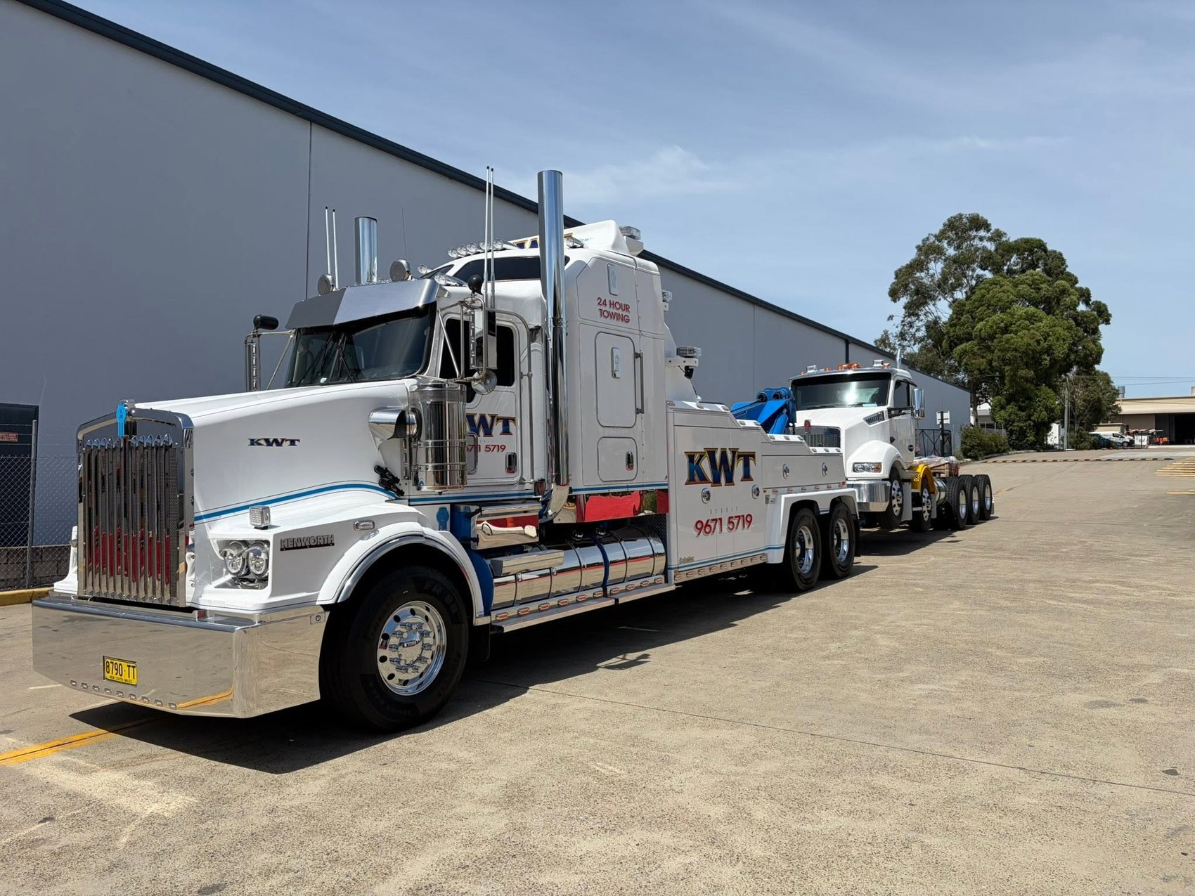 KWT truck on a regional NSW road, container transport underway